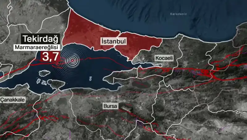 Marmara Denizi'nde Geçen Saat 3,7 Büyüklüğünde Deprem Meydana Geldi
