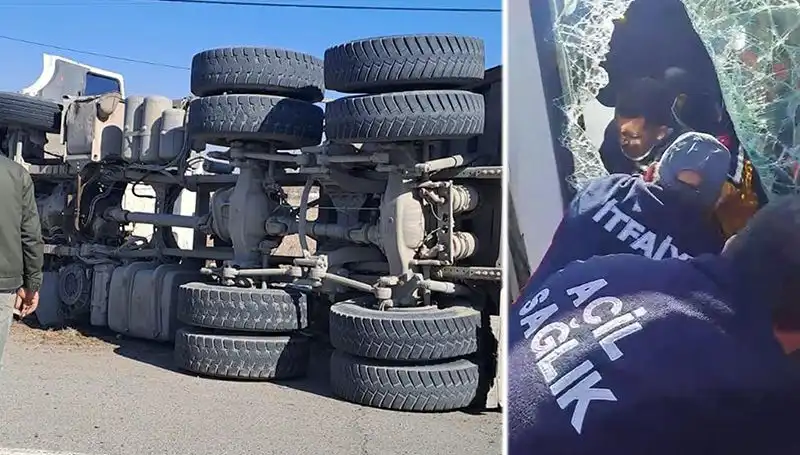 Virajı Alamayan Kamyonun Yan Yatmasıyla İstanbul'da Dikkat Çeken Kaza