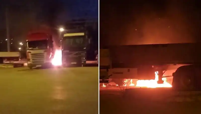 Park Halindeki Tırları Ateşe Veren Kimliği Belirsiz Kişiler Yakalandı